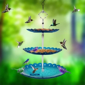 Hanging Pet Bird Feeders Tray Bird Water Drinker Feeding Outdoor Garden Decor - Picture 1 of 7