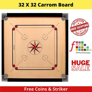 Large Carrom Board Game PREMIUM QUALITY Size 81cm x 81cm With Striker and Coins - Picture 1 of 3