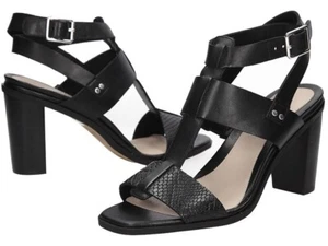 CLARKS Women's Image Crush Sandals Black Leather Strappy -Final Sale - Picture 1 of 9