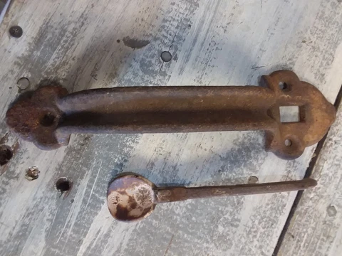 Vintage Barn door, gate handle wrought Iron Hardware 8-3/4" Cover