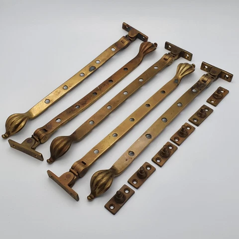 X5 Antique Brass Casement Stays Window Latch Architectural Reclaimed Vintage Set Cover