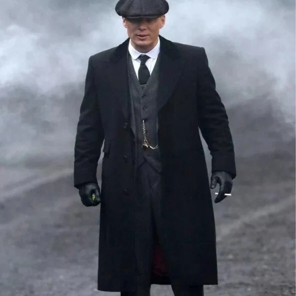 Thomas Shelby Cillian Murphy Peaky Blinders Costume Men's Woolen Trench Coat - Image 1 of 4