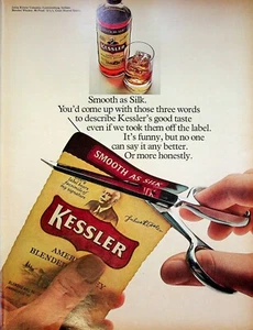 Anuncio impreso vintage de whisky mezclado americano Kessler 1968 años 60 Lawrenceburg Indiana - Imagen 1 de 1
