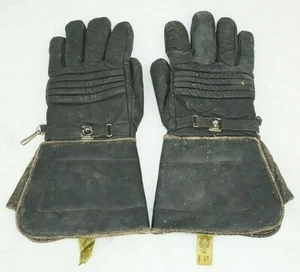 VINTAGE LEATHER MOTORCYCYLE MITS MITTENS GLOVES GAUNTLETS HARLEY DAVIDSON INDIAN - Bild 1 von 7