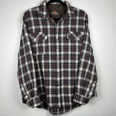 Vintage Greatland Wool Blend Flannel Plaid Button Up Shirt Jacket Mens XL Flaws - Image 1 of 4
