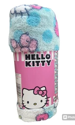 Manta Sanrio Hello Kitty Azul Seda Tacto 40 pulgadas x 50 pulgadas Nueva Foto 1 de 3