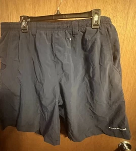 Columbia PFG Swim Trunks Navy Blue Omni-Shade Fishing Shorts Mens Large 8L Lined - Picture 1 of 6