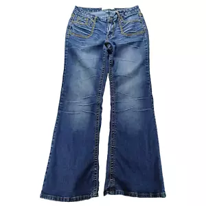 Vintage Y2K Fashion Bug Jeans Women's Blue Denim Flare Leg Pocket Detail - Picture 1 of 15