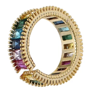 Rainbow Cut Rings Women Cut Rings Cz Rings - Picture 1 of 11
