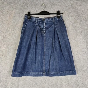 Toast Skirt Size UK 10 W28 Blue Denim A Line Indigo Pleated Utility Pockets OAS - Picture 1 of 12