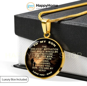 Vater und Sohn Halskette Geschenk für Sohn an meinen Sohn Du bist mein Held Liebe Papa - N323 - Bild 1 von 14