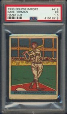1933 R337 Eclipse Import #418 Babe Herman PSA 1.5 Chicago Cubs