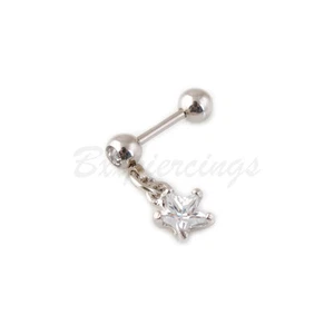 18g CZ Star Steel Cartilage Tragus Helix Stud Earring Jewelry Piercing - Picture 1 of 4