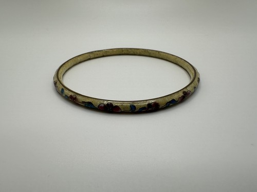 OFF WHITE Bracciale antico con fiori di cloisonne bianco sporco BrB4