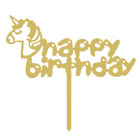 New Glitter Gold Cake Topper Birthday Party Happy Decoration Acrylic Supplies