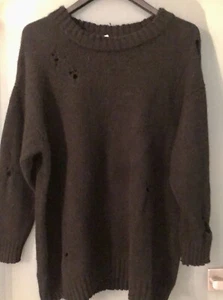 R13 Pullover SWeaTER distRESSED Ripped OVERSizEd BLK COSY ICOn FASHION MUST - Bild 1 von 6