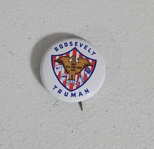 Roosevelt/Truman 1944 Presidential Campaign Pin button-1972 Reproduction-VGC - Imagen 1 de 4