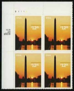 SFSTAMPS US Sc 3473 Express Mail Plate Block 4 of Washington Monument MNH 2001 - Picture 1 of 1