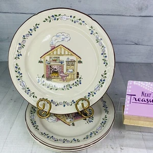 Century HOME SWEET HOME Floral House Oven Safe Stoneware Dinner Plates Set of 4 - Picture 1 of 20