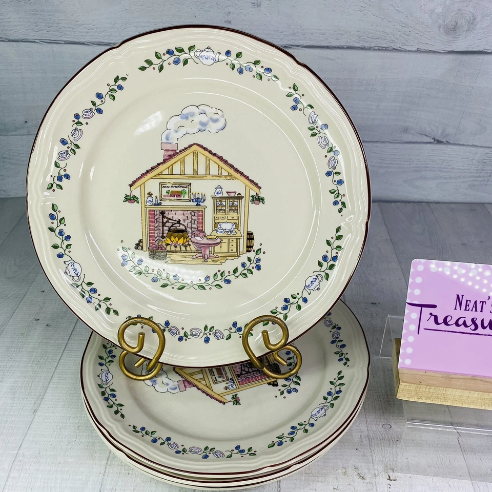 Century HOME SWEET HOME Floral House Oven Safe Stoneware Dinner Plates Set of 4 - Image 1 of 4
