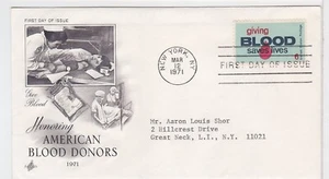 TurtlesTradingPost- Give Blood #1425- 1971 FDC on Artcraft Cachet - Picture 1 of 1