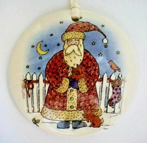 COUNTRY SANTA SCENE WITH MOON & STARS ROUND BASKET TIE ON-NEW-SHOP STORE STORE Cover