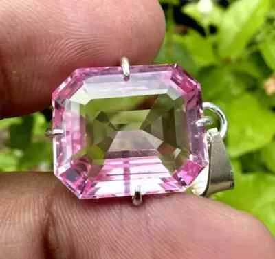 25 CT Natürlich Padparadscha Saphir 925 Silber Anhänger Zertifiziert Lose - Bild 1 von 4