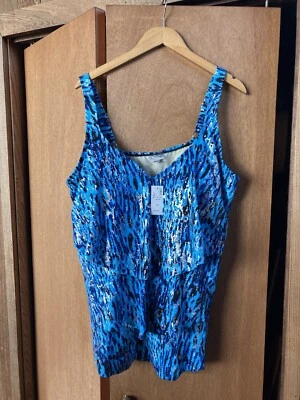 Avenue (Talla 26) 0972 Azul Estampado Animal Metálico Natación Top Capas Divertido Playa Foto 1 de 4