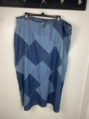 Maxi Falda Denim Patchwork 1X Bohemia Hippie Western Foto 1 de 4