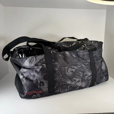 Ed Hardy Christian Audigier Skulls Tiger Head Travel Weekender Duffle Gym Bag — 第 1/4 张图片