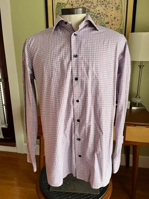Eton Men's Sz. 16.5 (42) Blue/Red Plaid Shirt w/Spread Collar, Convertible Cuffs - Image 1 of 4