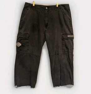 Harley Davidson Cargo Hose Herren 38x24 Cropped Raw Hem Baggy Wide Leg Skater Blk - Bild 1 von 21