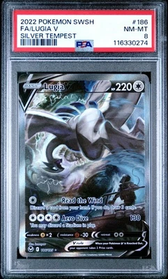 2022 Pokemon Sword & Shield Silver Tempest Lugia V #186 Full Art Foil PSA 8 - Image 1 of 2