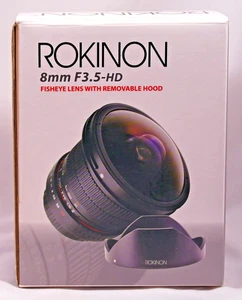 Rokinon 8 mm ojo de pez F 3,5 Nikon F montaje manual como nuevo parasol tapas de lentes caja usuario - Imagen 1 de 8