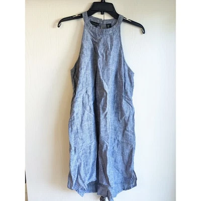 Tahari Women's Blue Sleeveless Round Neck Linen Knee Length Dress Size S - Image 1 of 4