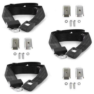 Ford Fairlane 1960 - 1961 Standard 2pt Black Lap Bench Seat Belt Kit w/ Bracketr - Image 1 of 4