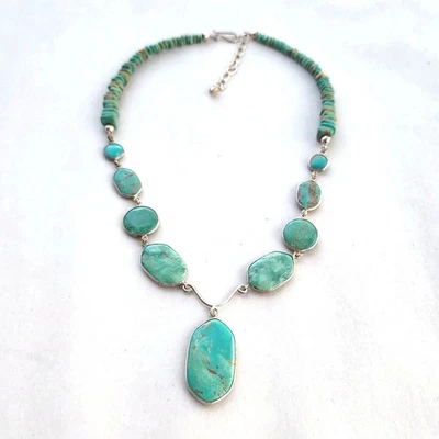 Jay King Necklace 18" Turquoise New Blue Western Sterling Silver 925 Stamped DTR - Image 1 of 4