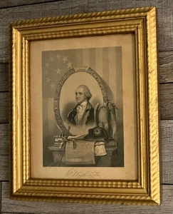 GEORGE WASHINGTON, US President/Revolutionary War General, Engraving Framed VTG - Picture 1 of 5