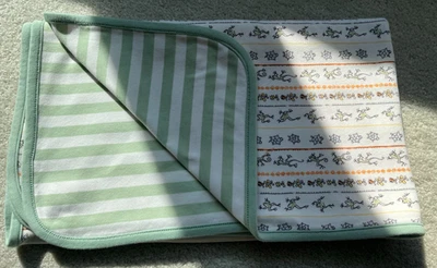 Vintage Gymboree Baby Boy Blanket Little Garden Green Stripe Frogs Bugs 1998 - Image 1 of 4