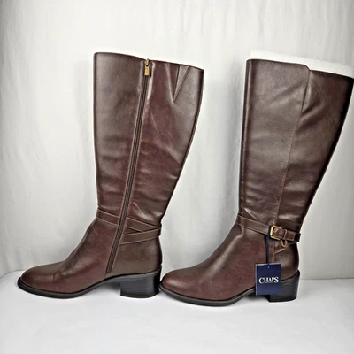 Botas de montar Chaps Wide Calf Rhiannan para mujer marrón oscuro hasta la rodilla 11B - Nuevas Foto 1 de 4