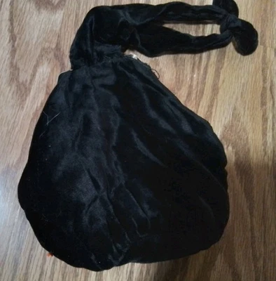 1930's Black Silk Velvet Evening Bag With Wrist Band - Image 1 of 4