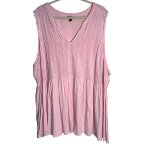 Torrid rosa ärmellos bestickt Babydoll Top Größe 5 (5X) Viskose Baumwollmischung - Bild 1 von 8
