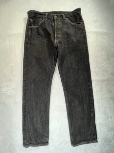 Levi's 501 Pantalone Jeans Uomo 34x32 Nero Rigido Classico - Foto 1 di 16