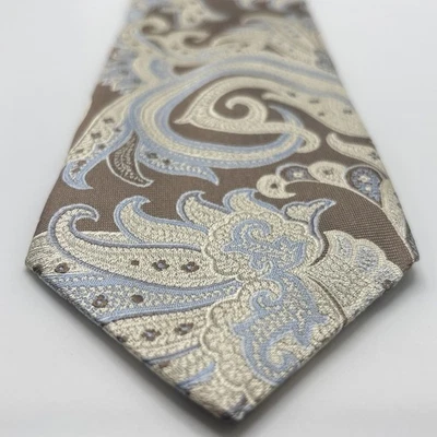 "Corbata de seda hecha a mano Altea Milano 58x3,5"" gris naranja cachemira Italia" Foto 1 de 4