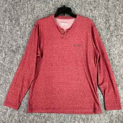 Columbia Shirt Mens Medium Red Henley Long Sleeve Omni-Wick Quick Dry Camping - Image 1 of 4