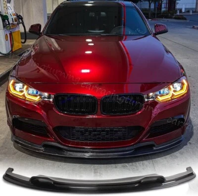 For BMW F30 F31 320i 325i 335i MSport 12-18 REAL CARBON Front Bumper Lip Spoiler - Image 1 of 4