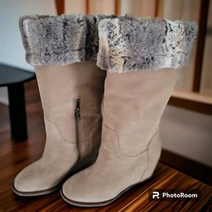 Johnston & Murphy Brynn Wedge Faux Fur Ankle Boots 78-51402- 7M - Picture 1 of 12