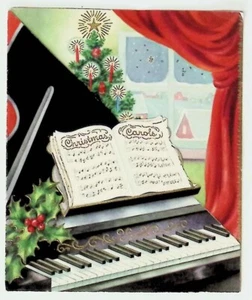 Tarjeta de Navidad con velas de árbol de Navidad años 40 - Imagen 1 de 4