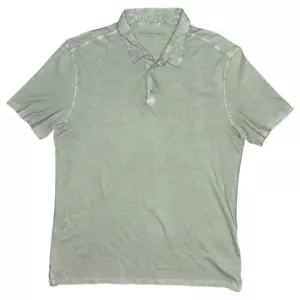 John Varvatos Mens Large Polo Shirt Green Faded Washed Garment Dyed Short Sleeve - Picture 1 of 7