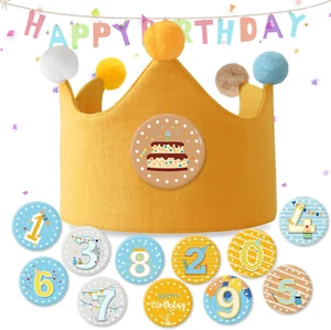 Reusable Birthday Crown with Numbers,Kids Birthday Hat Fabric Crown Pertain Kids - Picture 1 of 23